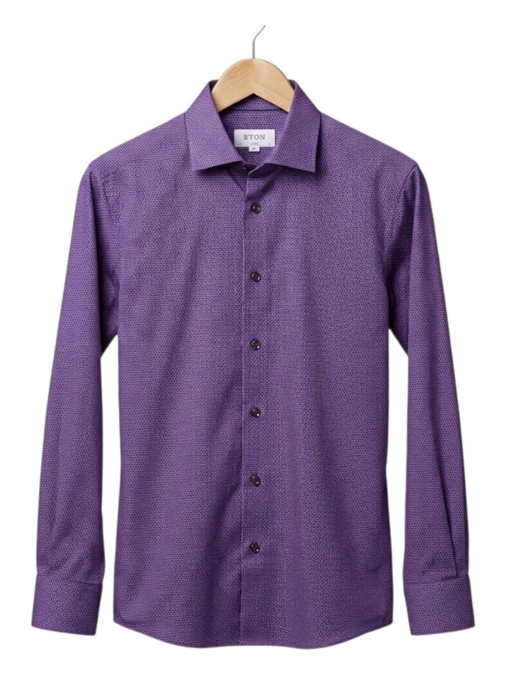 15.5 Eton Slim Brighton 100% Cotton Purple Micro-Pattern Dress Shirt